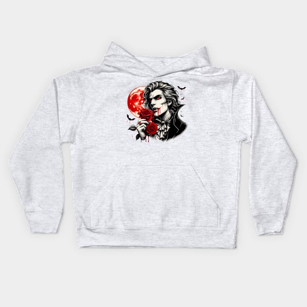 Romantic Vampire  Vintage Kids Hoodie by DarkWave